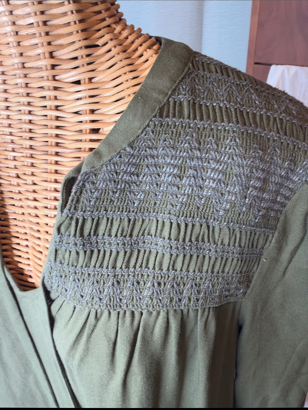 Anthropologie Maeve smocked green tunic dress US 10 - Picture 3 of 5